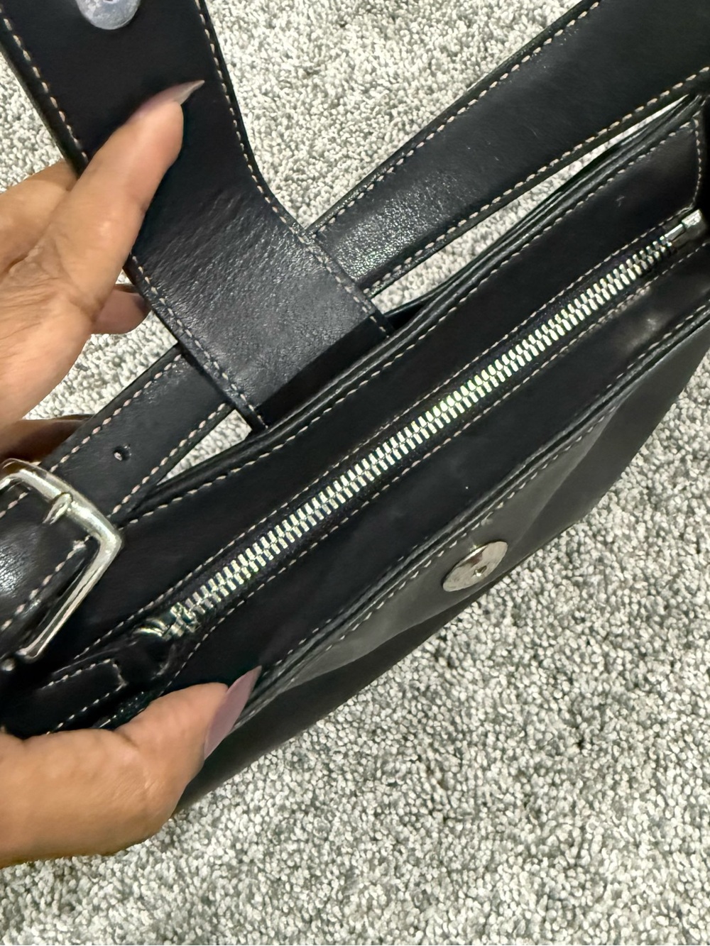 Coach Hamptons Vintage Leather Shoulder Bag Black Baguette Handbag Y2K 7789 - Picture 12 of 16